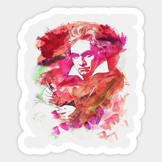 Ludwig van Beethoven Watercolor Remix Sticker by badbugs